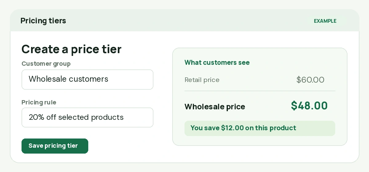 Pricing Tiers configuration