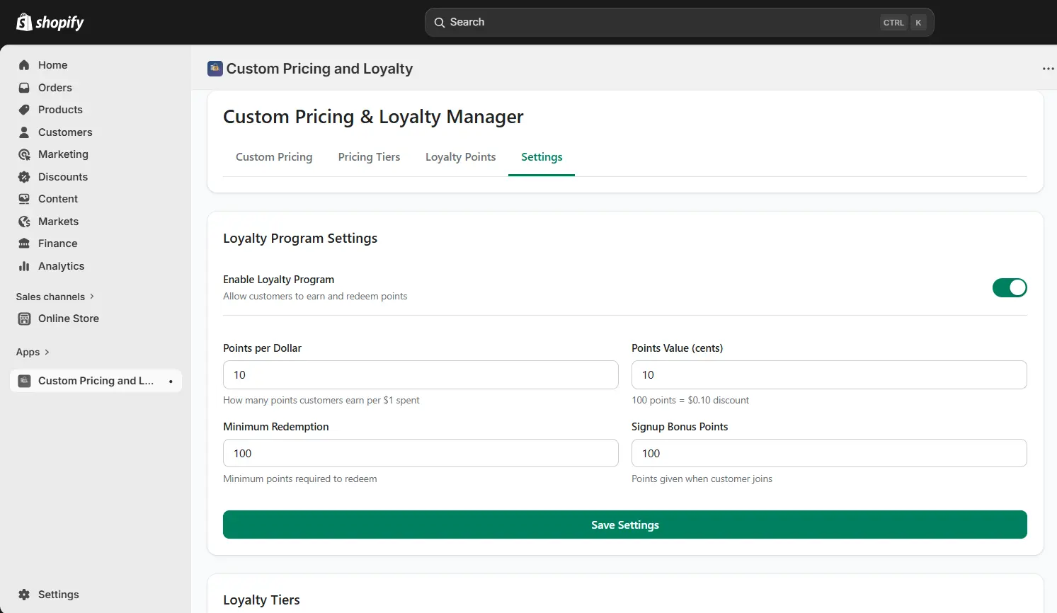 Intuitive Global Settings